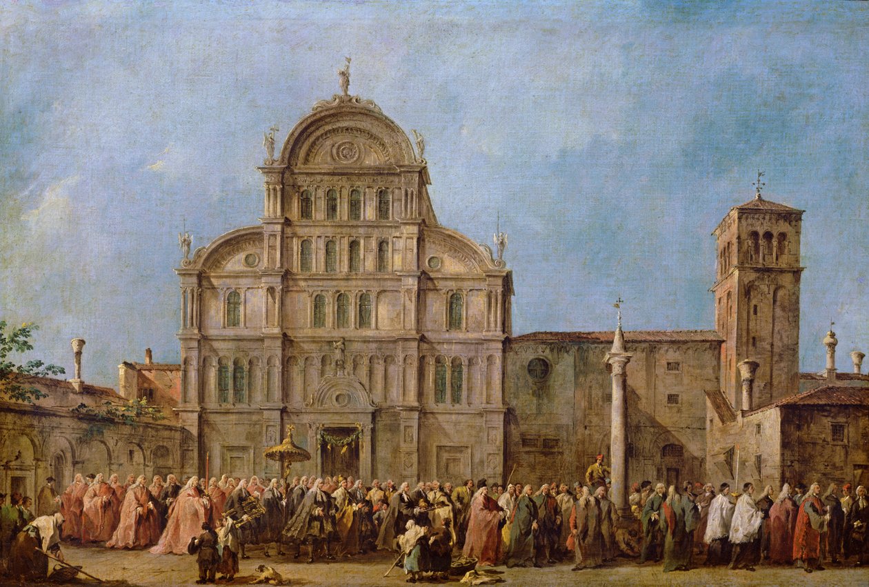 Velikonoční procesí benátského dóžete v kostele San Zaccaria, cca 1766-70 od Francesco Guardi