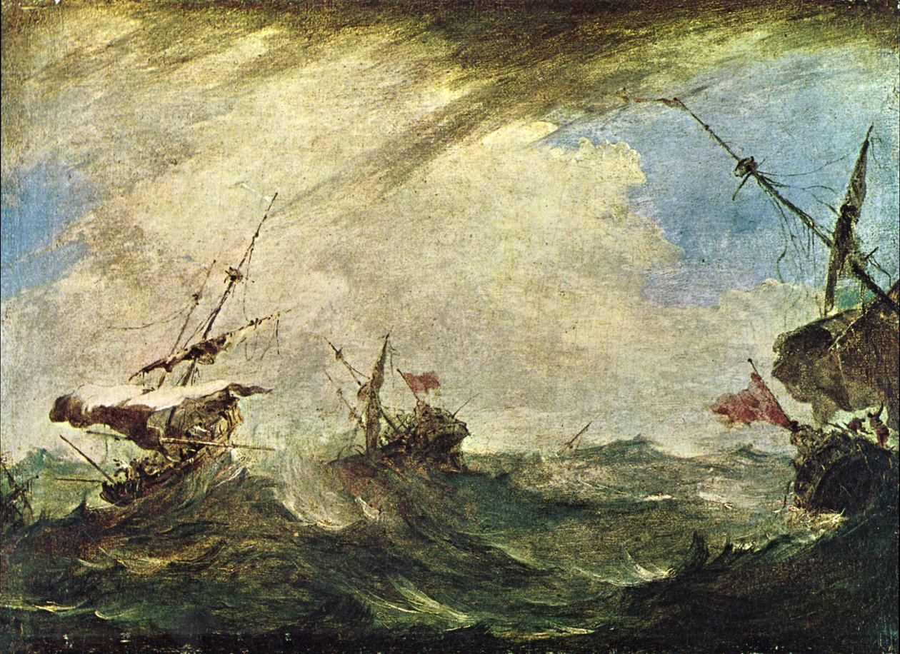 Lodě v mořské bouři od Francesco Guardi