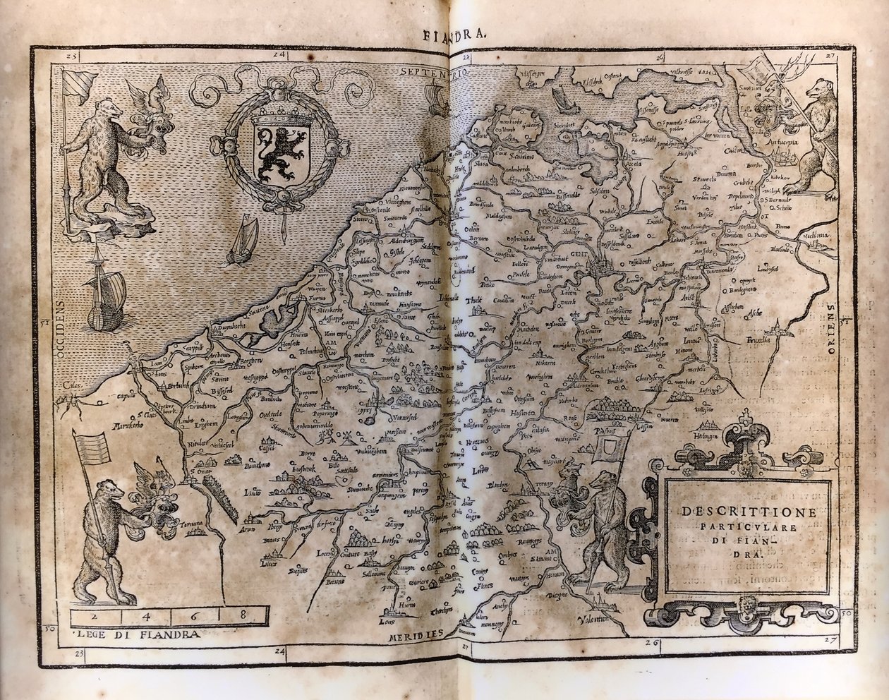 Mapa Flander zveřejněna od Francesco Guicciardini
