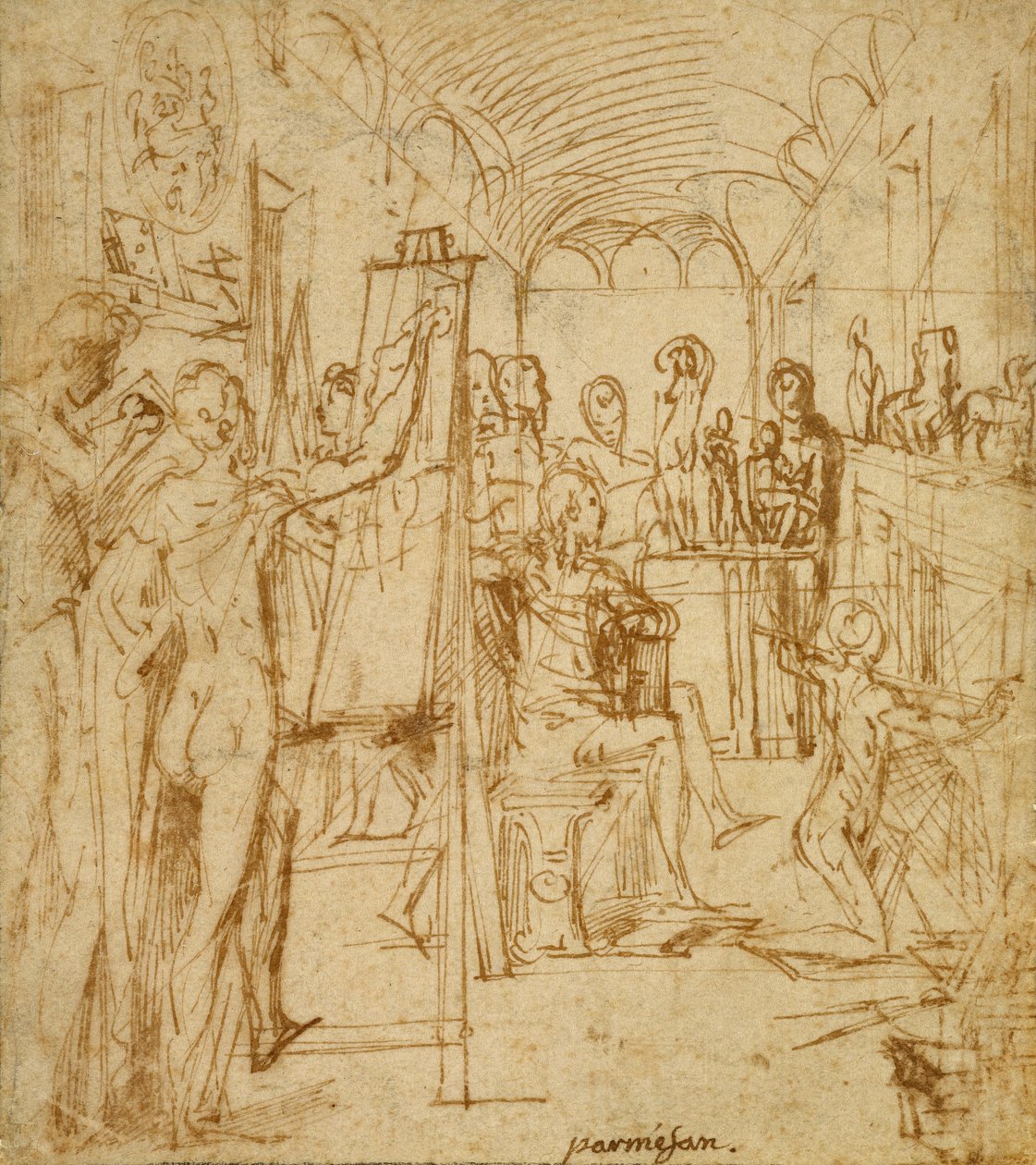 Interiér malířského ateliéru od Parmigianino