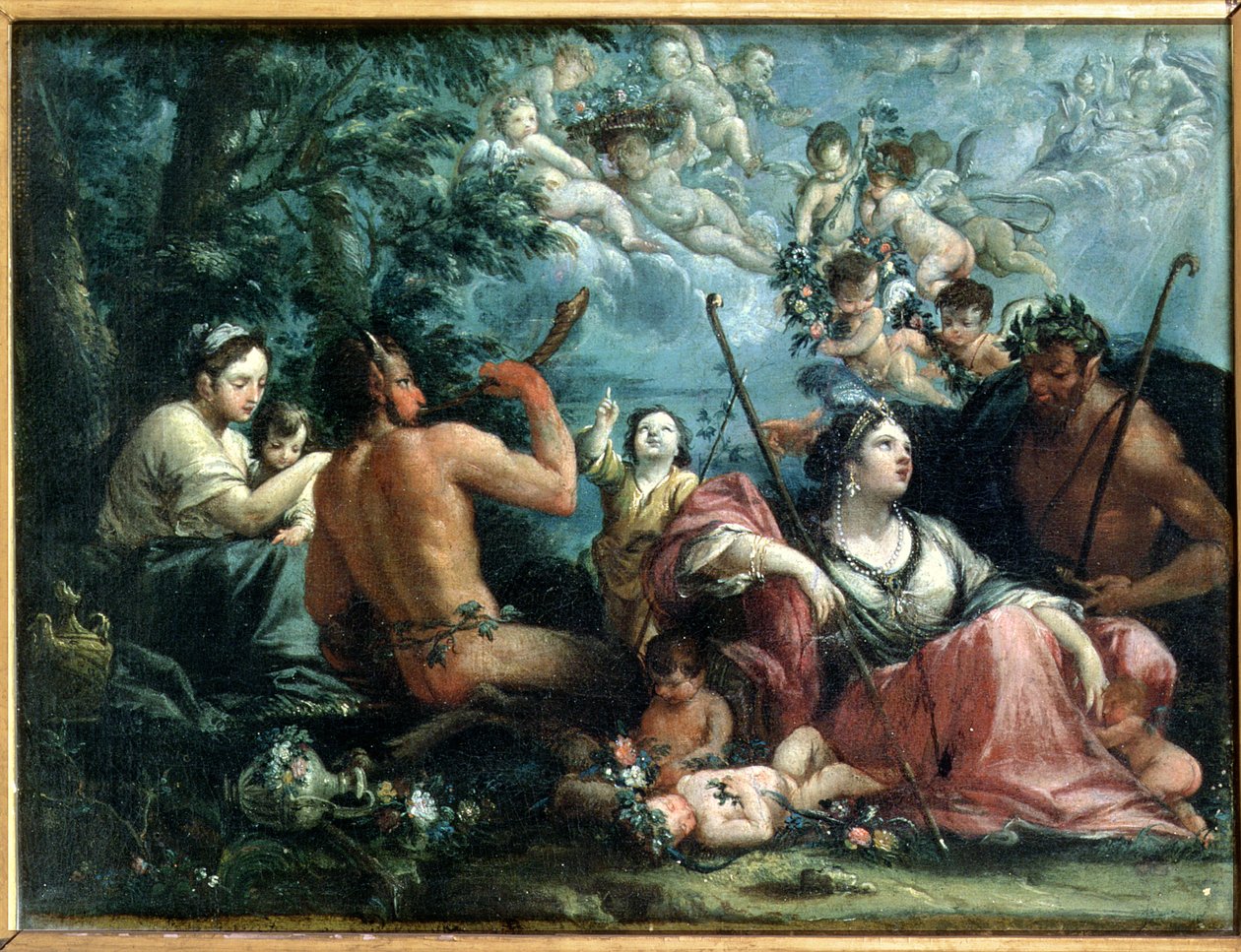 Nymfy, satyrové a putti od Francesco Monti