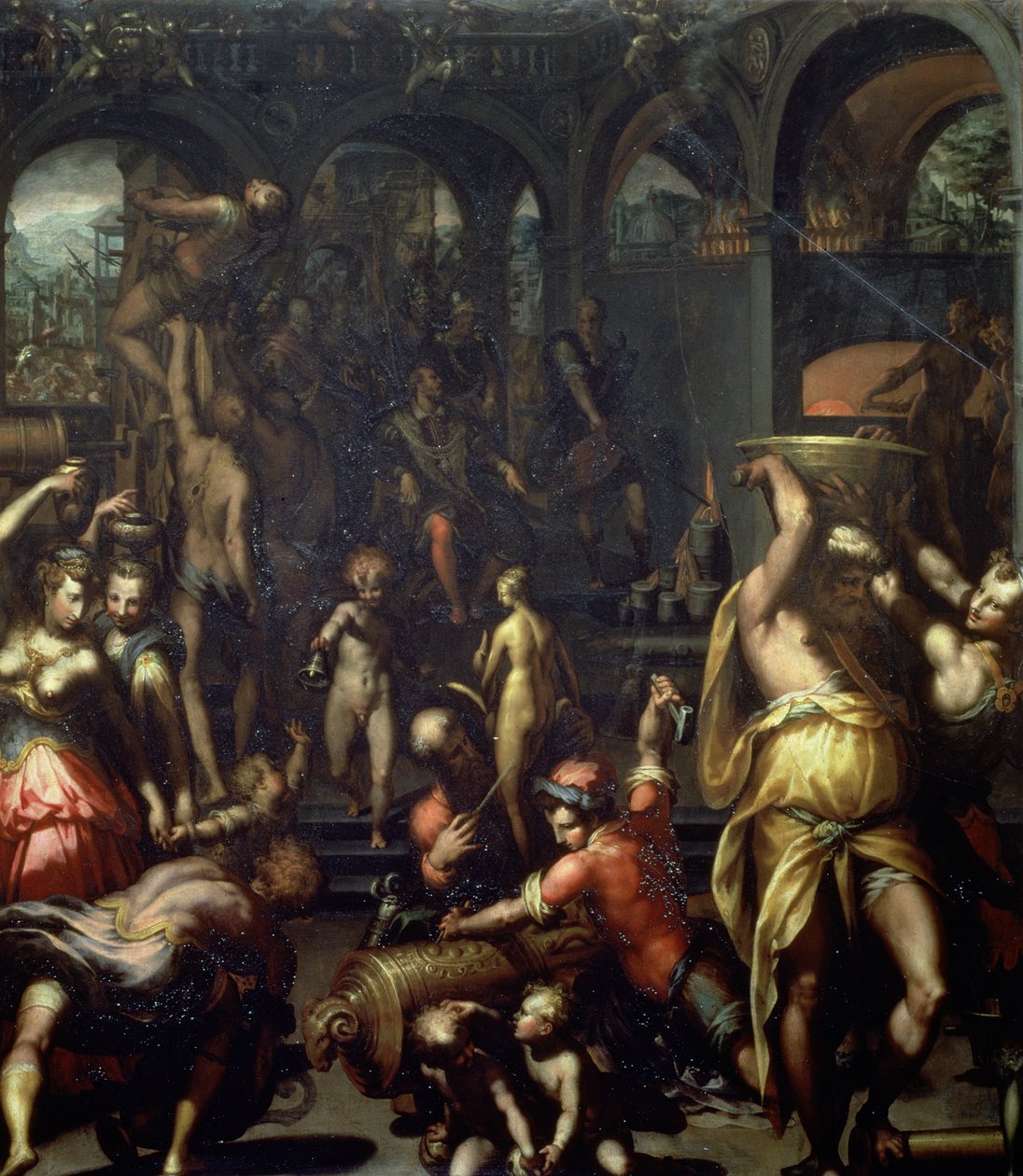 Bronzová slévárna, 1572 (olej na břidlici) od Francesco Morandini