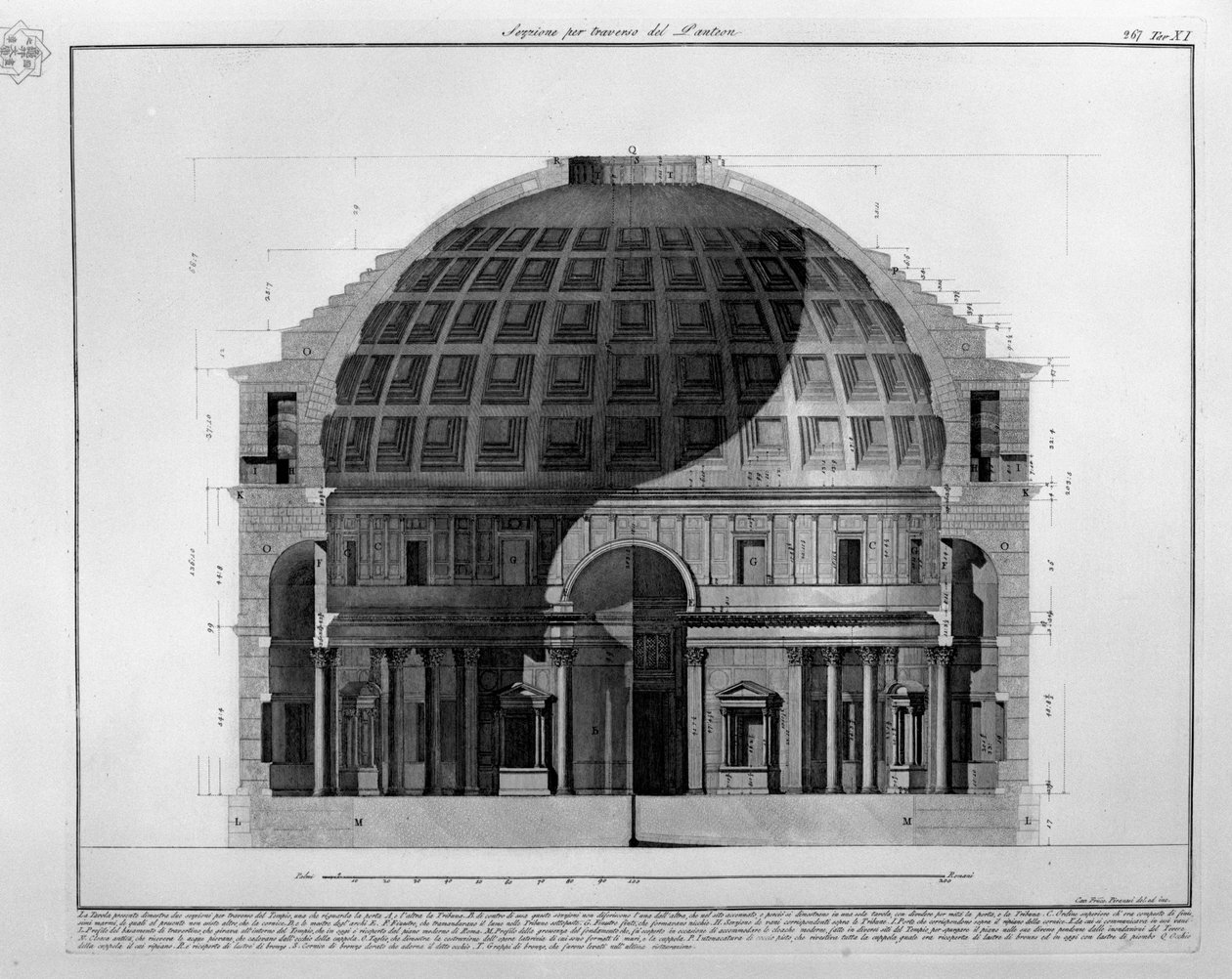 Průřez Pantheonem od Francesco Piranesi