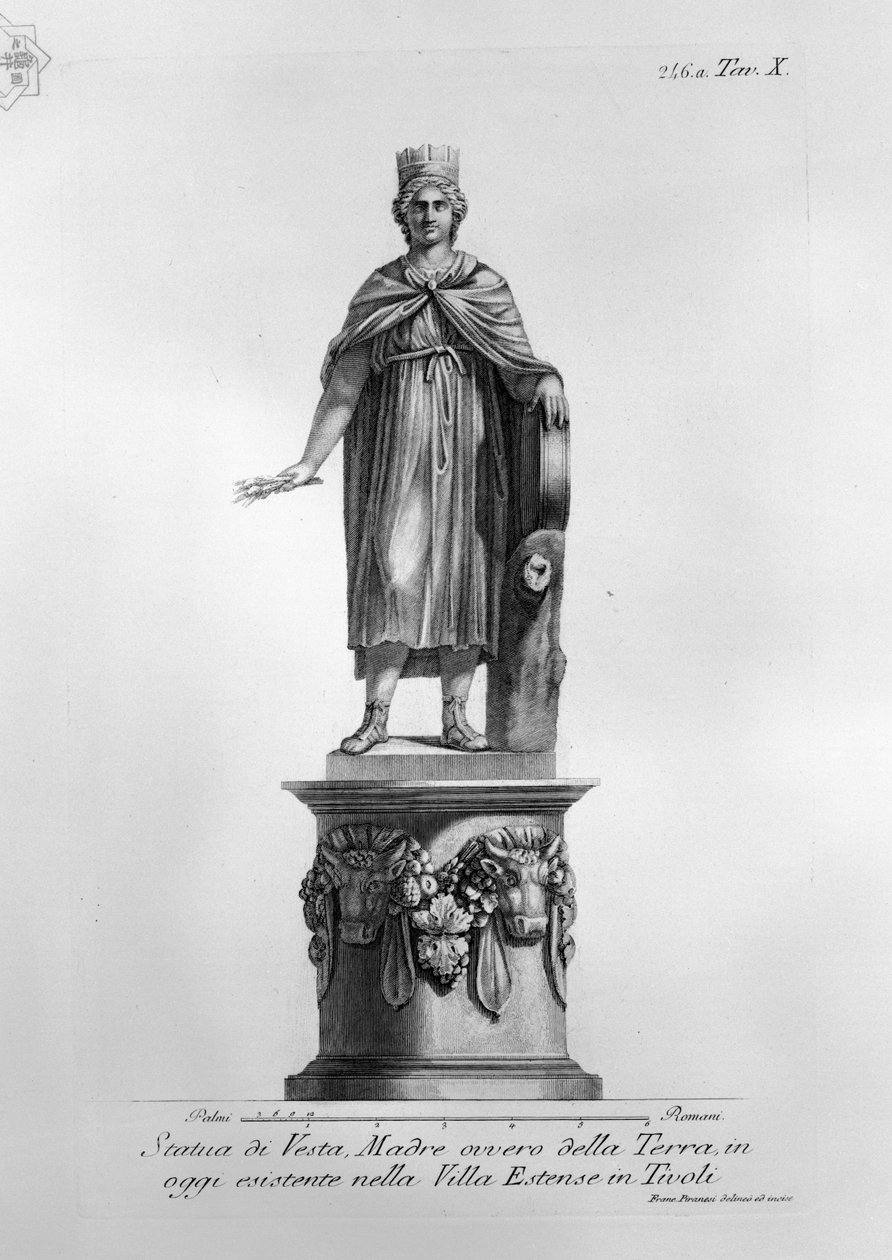 Socha Vesty, Matky nebo Země, nyní existující ve Villa Estense v Tivoli od Francesco Piranesi