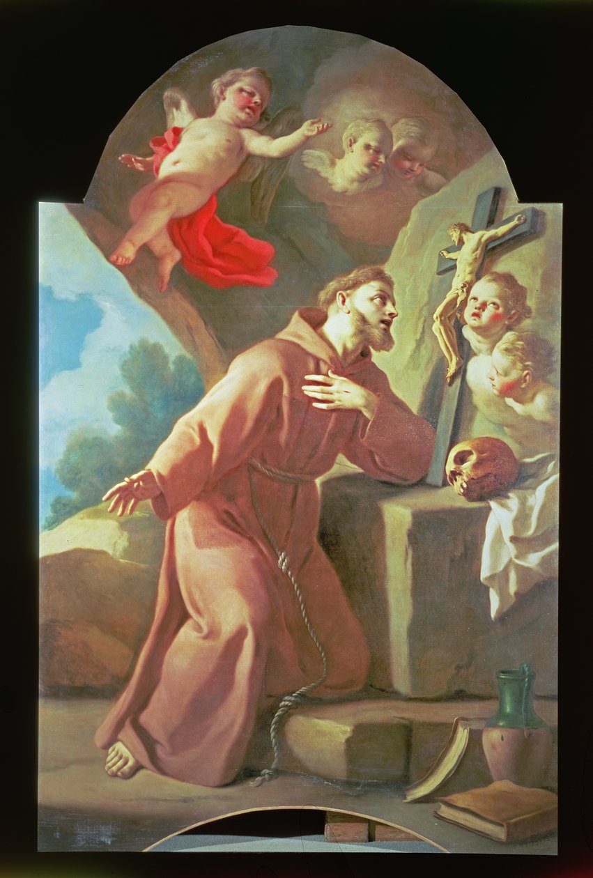 Sv. František z Assisi (jeden z dvojice, panel) od Francesco de Mura