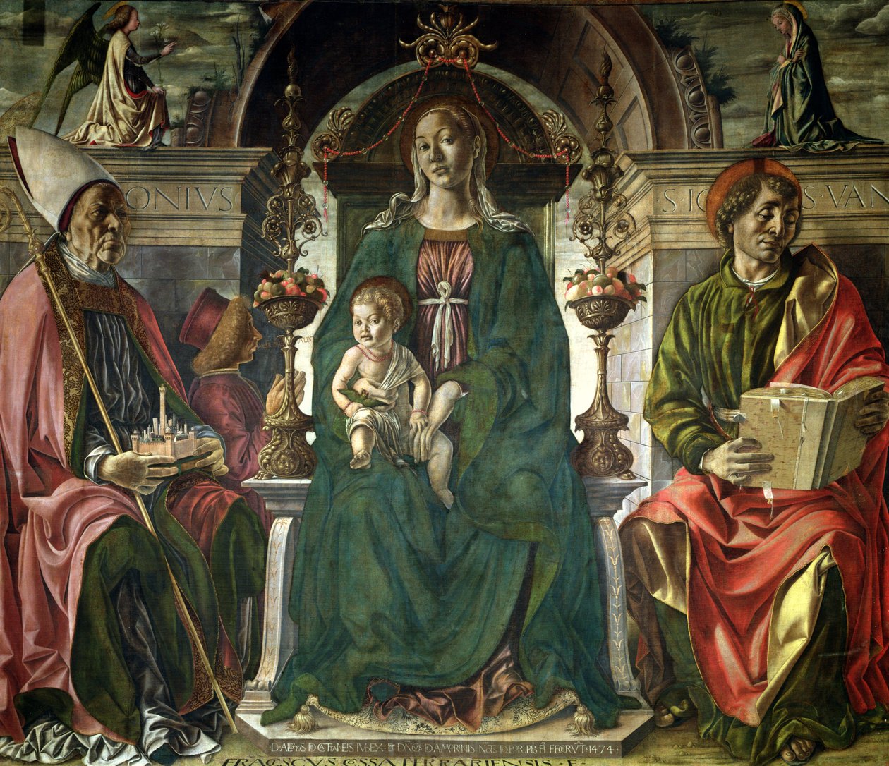 Panna a svatí, 1474 (olej) od Francesco del Cossa
