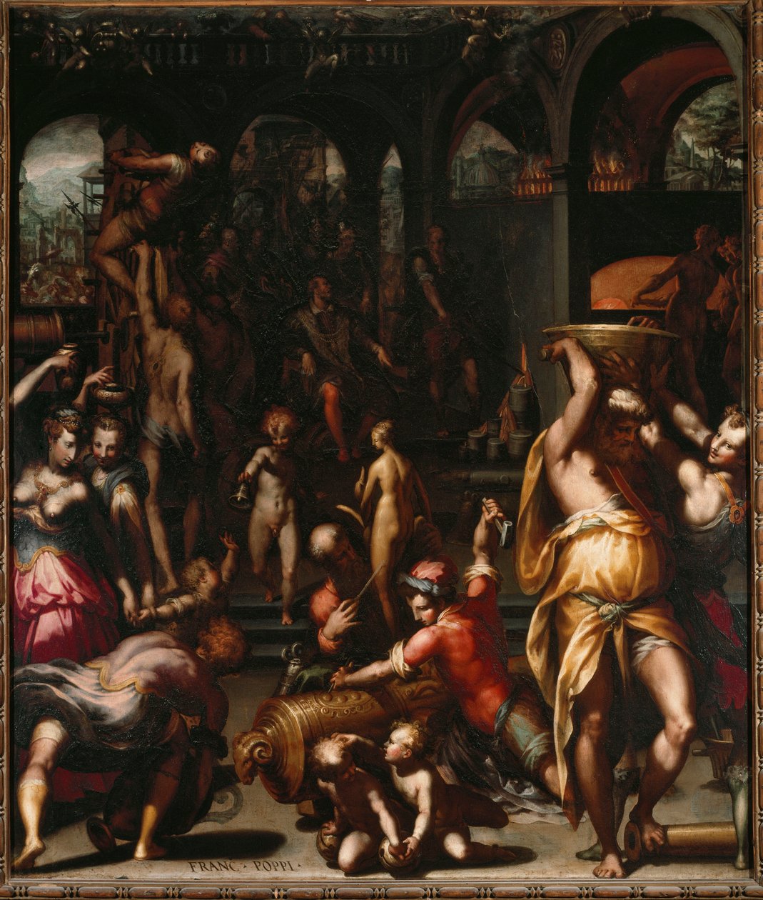 Slévárna bronzu (malba od Francesco Morandini