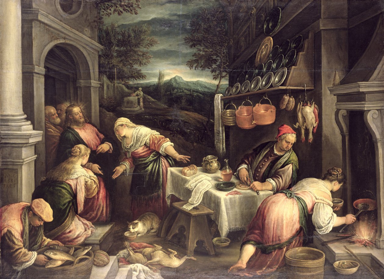 Ježíš s Marií a Martou, od Francesco Bassano