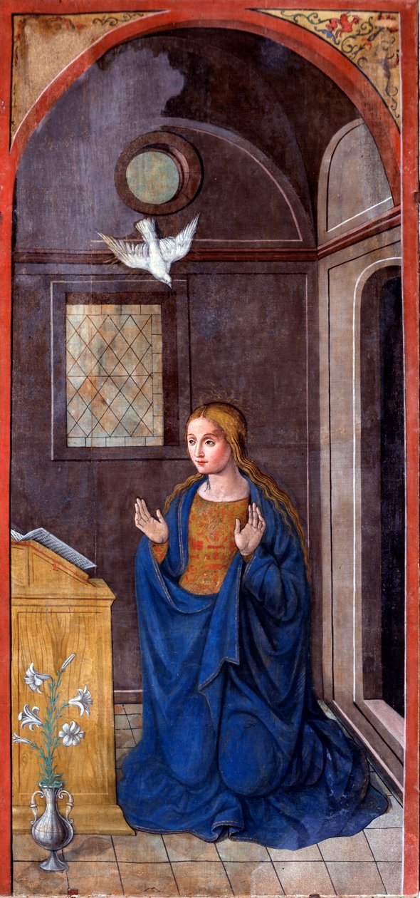 Zvěstování: Marie (malba, cca 1549) od Francesco Brea