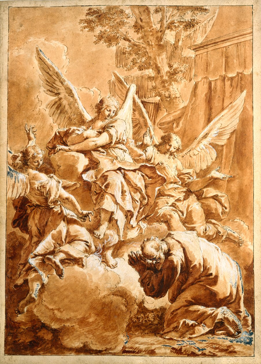 Abraham a tři andělé od Francesco Fontebasso