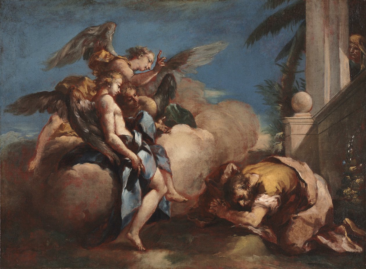 Andělé zjevující se Abrahamovi, 50. léta 18. století. od Francesco Guardi