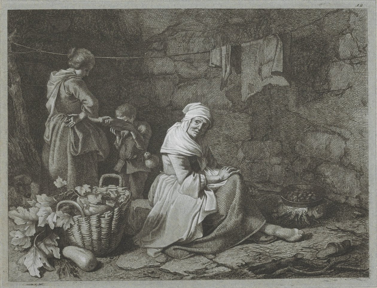 Interiér statku Pastýřské scény (název série) od Francesco Londonio