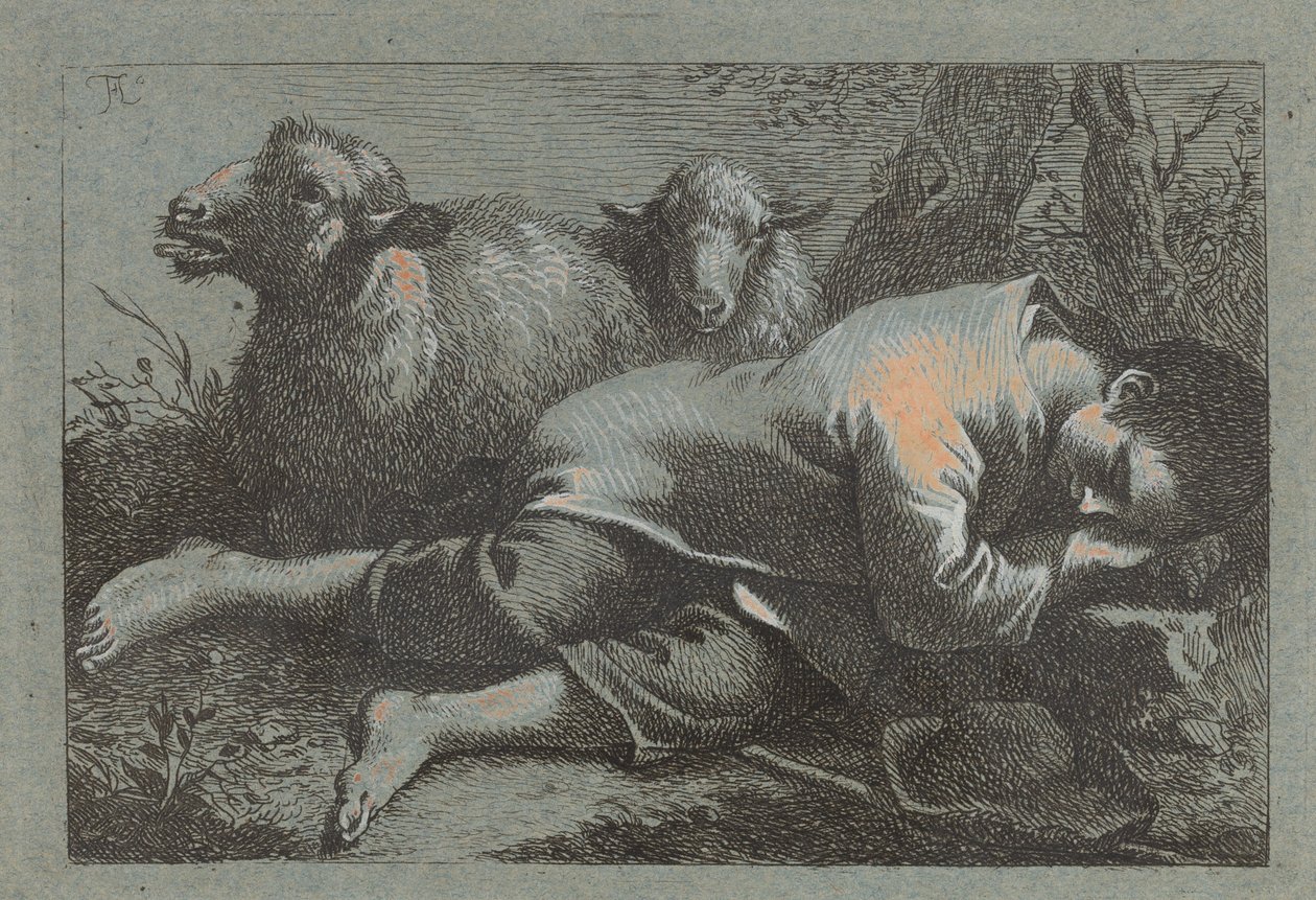 Sedlák spí u dvou ovcí, 17581759. od Francesco Londonio