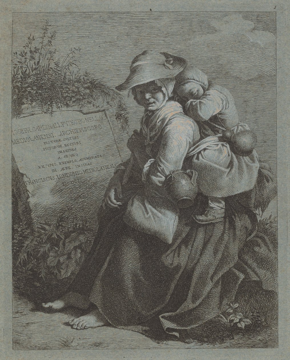 Sedící rolnice se spícím dítětem, 17581759. od Francesco Londonio