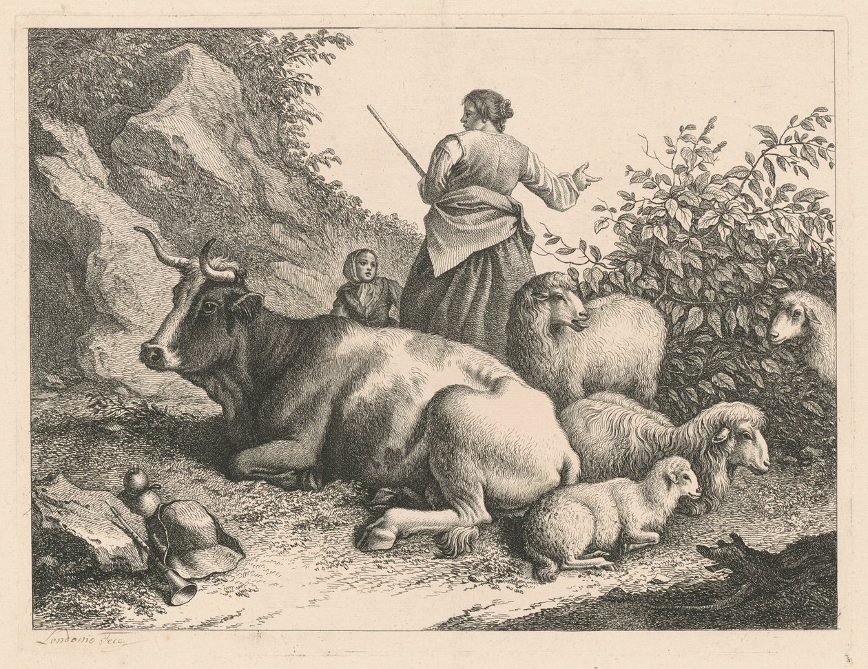 Stojící pastýřka s dítětem, po roce 1776. od Francesco Londonio