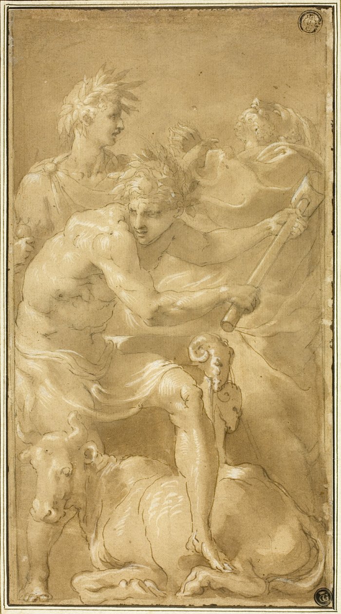 Oběť býka od Francesco Primaticcio