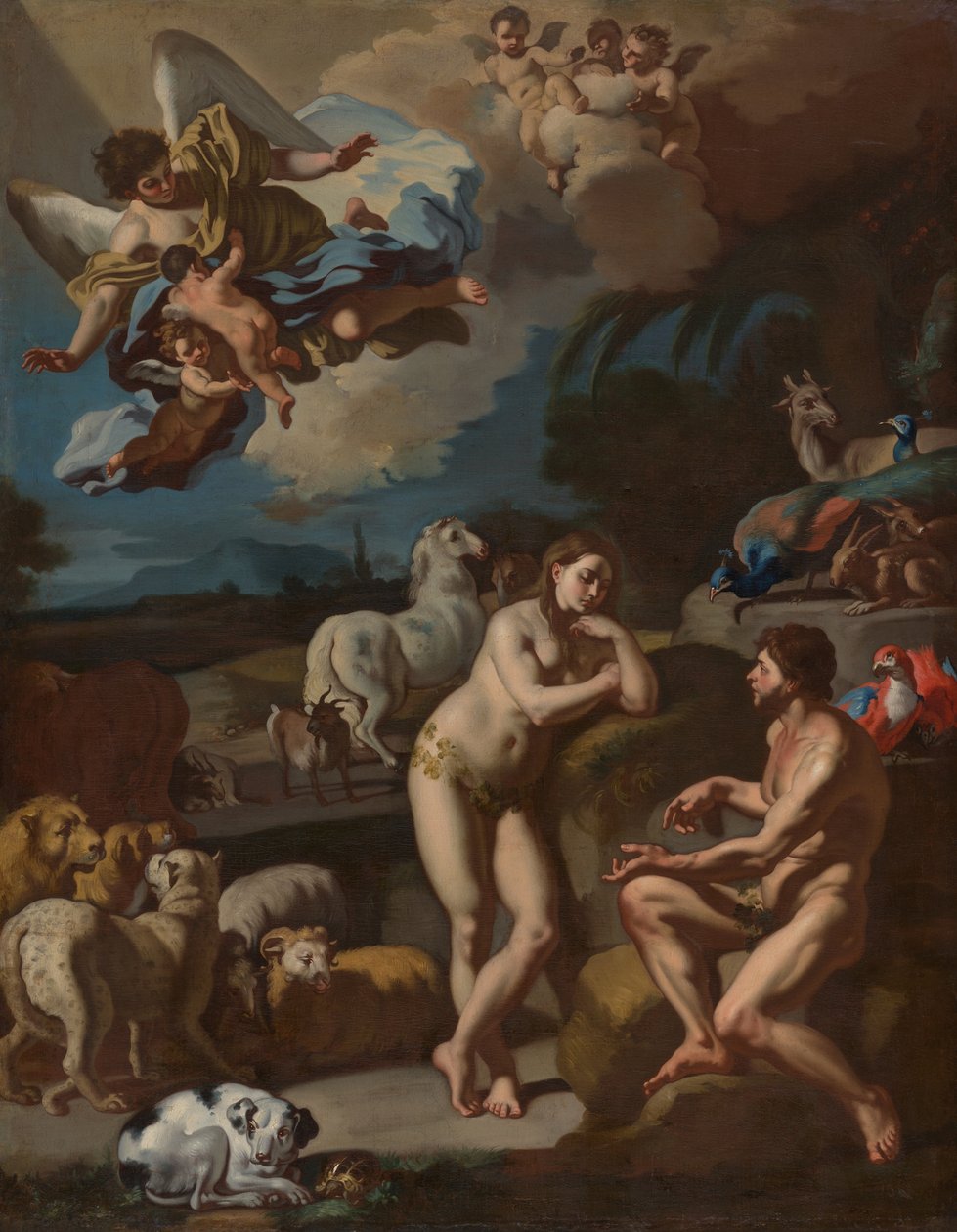 Adam a Eva v ráji od Francesco Solimena