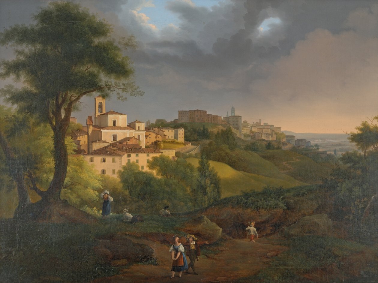 Pohled na Borgo, Canale v Bergamu od Francesco Trecourt