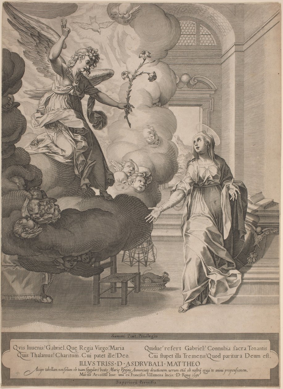 Zvěstování od Francesco Villamena, after Mario Arconio