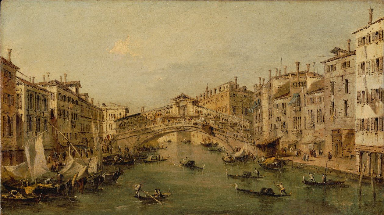 Benátky: Rialto od Francesco circle of Guardi