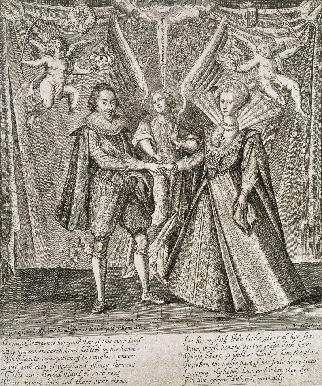 Oslava svatby Jakuba VI. a I. (1566-1625) a Anny Dánské (1574-1619), vyryto umělcem od Francis Delaram