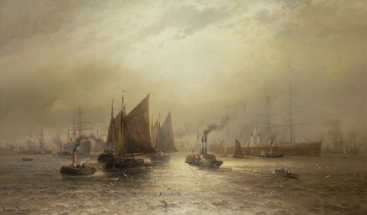 Rušné ráno na řece Mersey, 1891 od Francis Krause