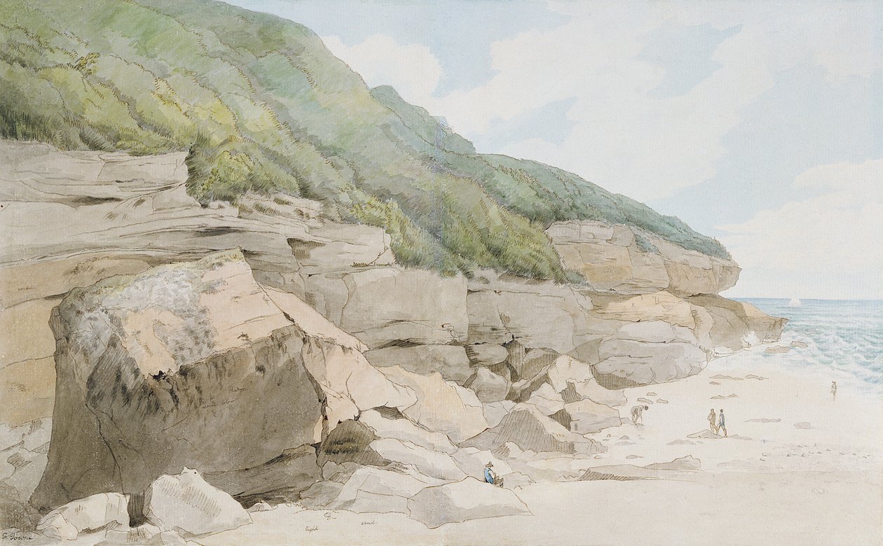 Plážová scéna, Exmouth od Francis Towne