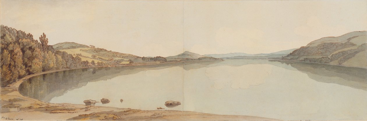 Lake Windermere, 1786 (wc s perem a inkoustem na papíře) od Francis Towne