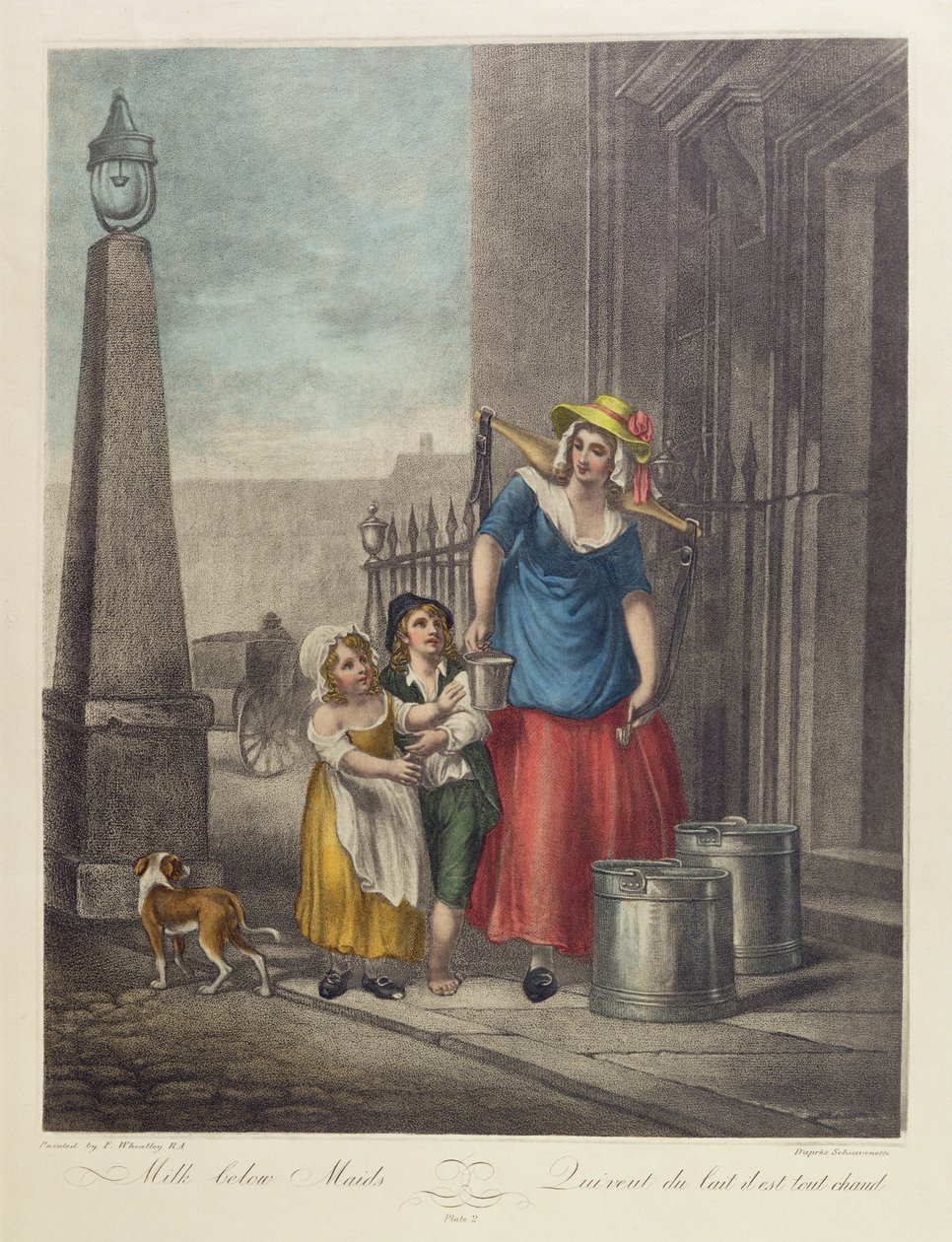 Milk Below Maids, talíř 2 z „Cries of London“ od Francis Wheatley