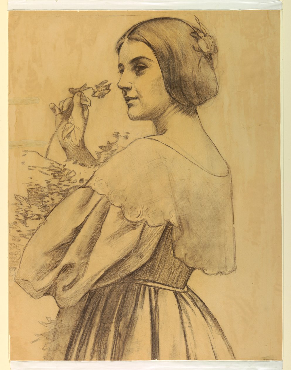 Žena s květinami od Francis Augustus Lathrop