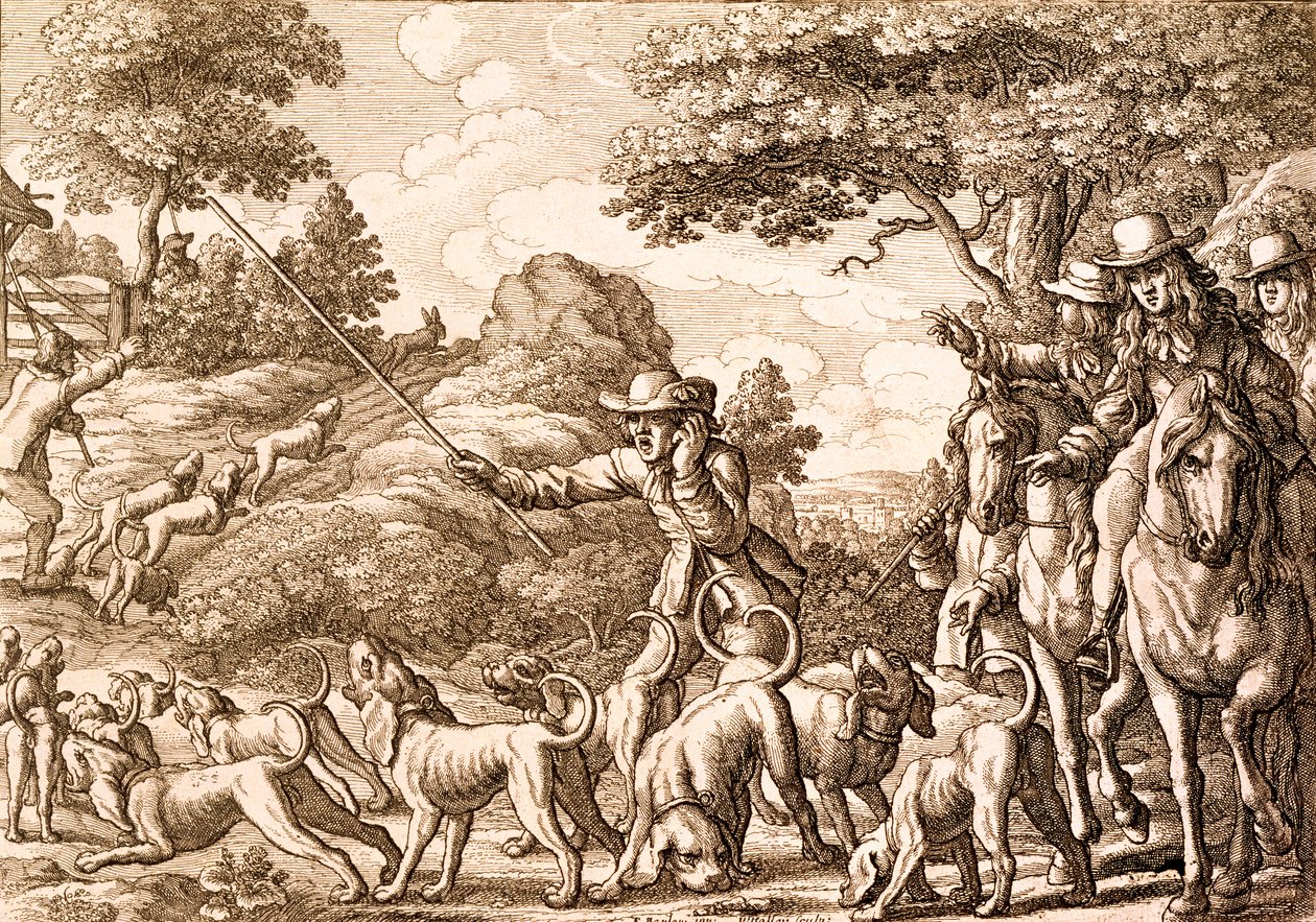 Lov na zajíce, ryl Václav Hollar, 1671 od Francis Barlow