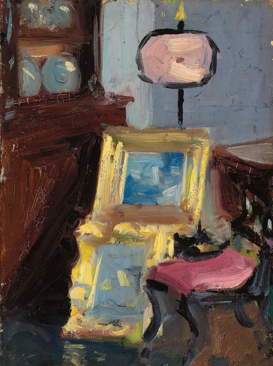 Interiér s židlí od Francis Campbell Boileau Cadell