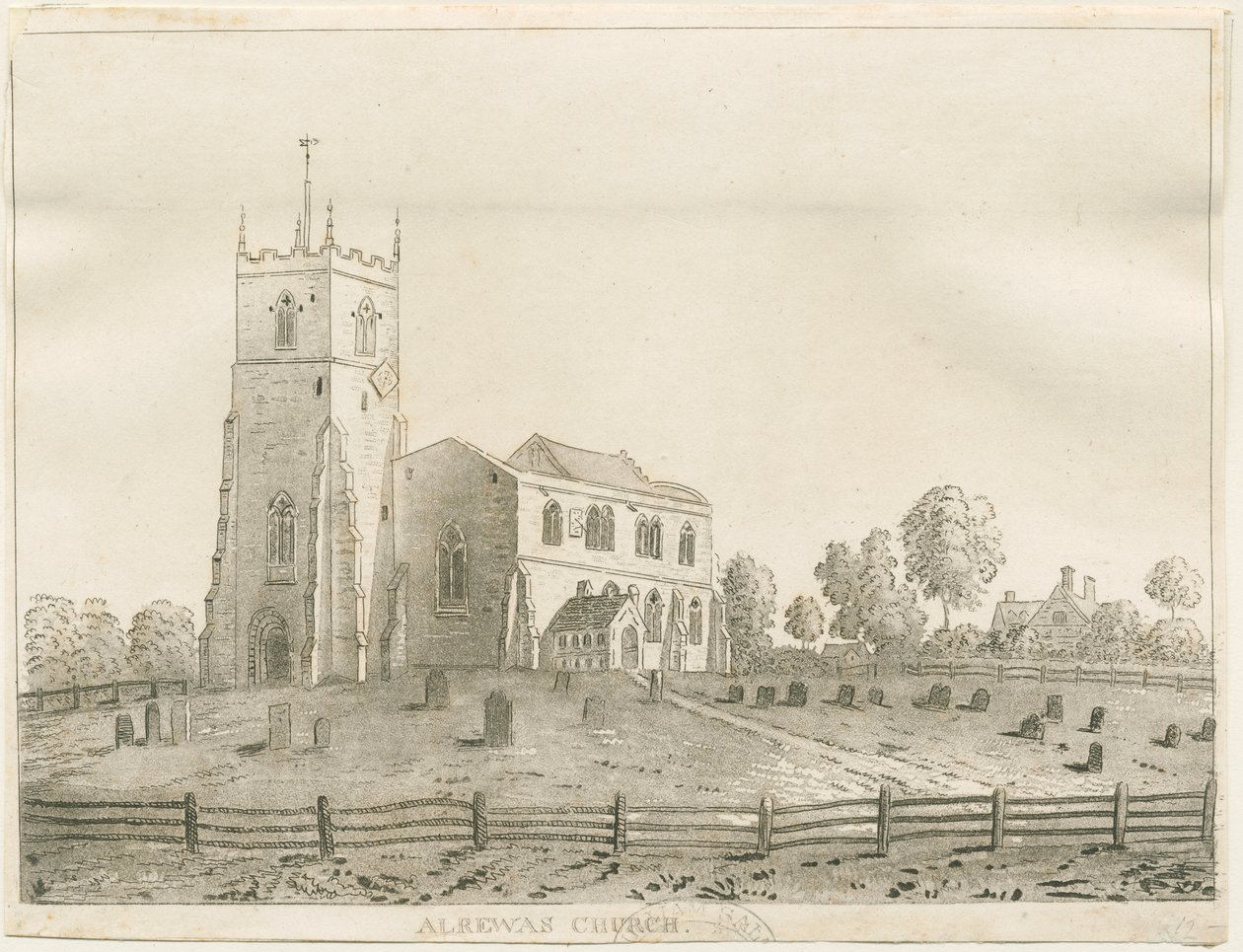 Alrewas Church: rytina akvatinta, nd [? 1848] od Francis Jukes