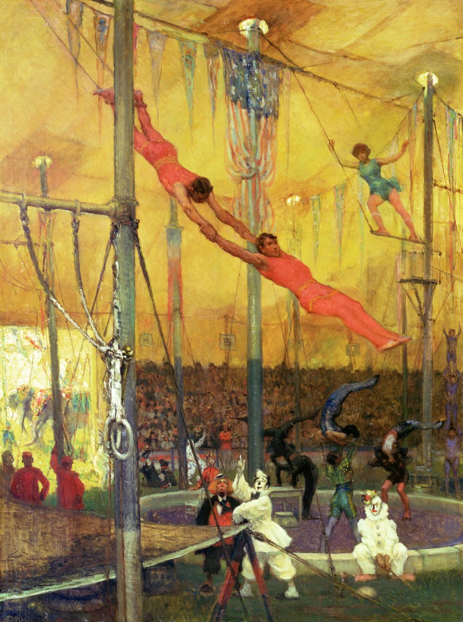 Trapeze Artists (olej na plátně) od Francis Luis Mora