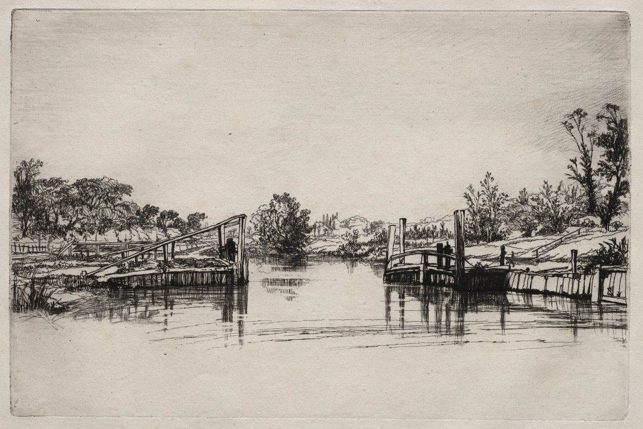 Egham Lock. od Francis Seymour Haden