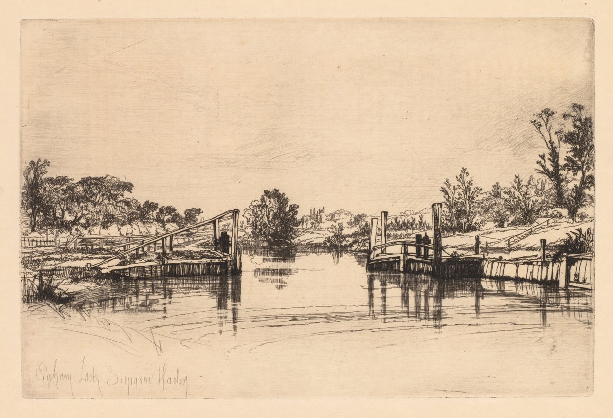 Egham Lock, 1859. od Francis Seymour Haden