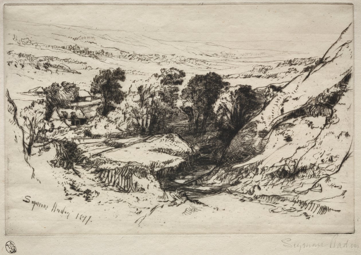 Nine Barrow Down, 1877. od Francis Seymour Haden