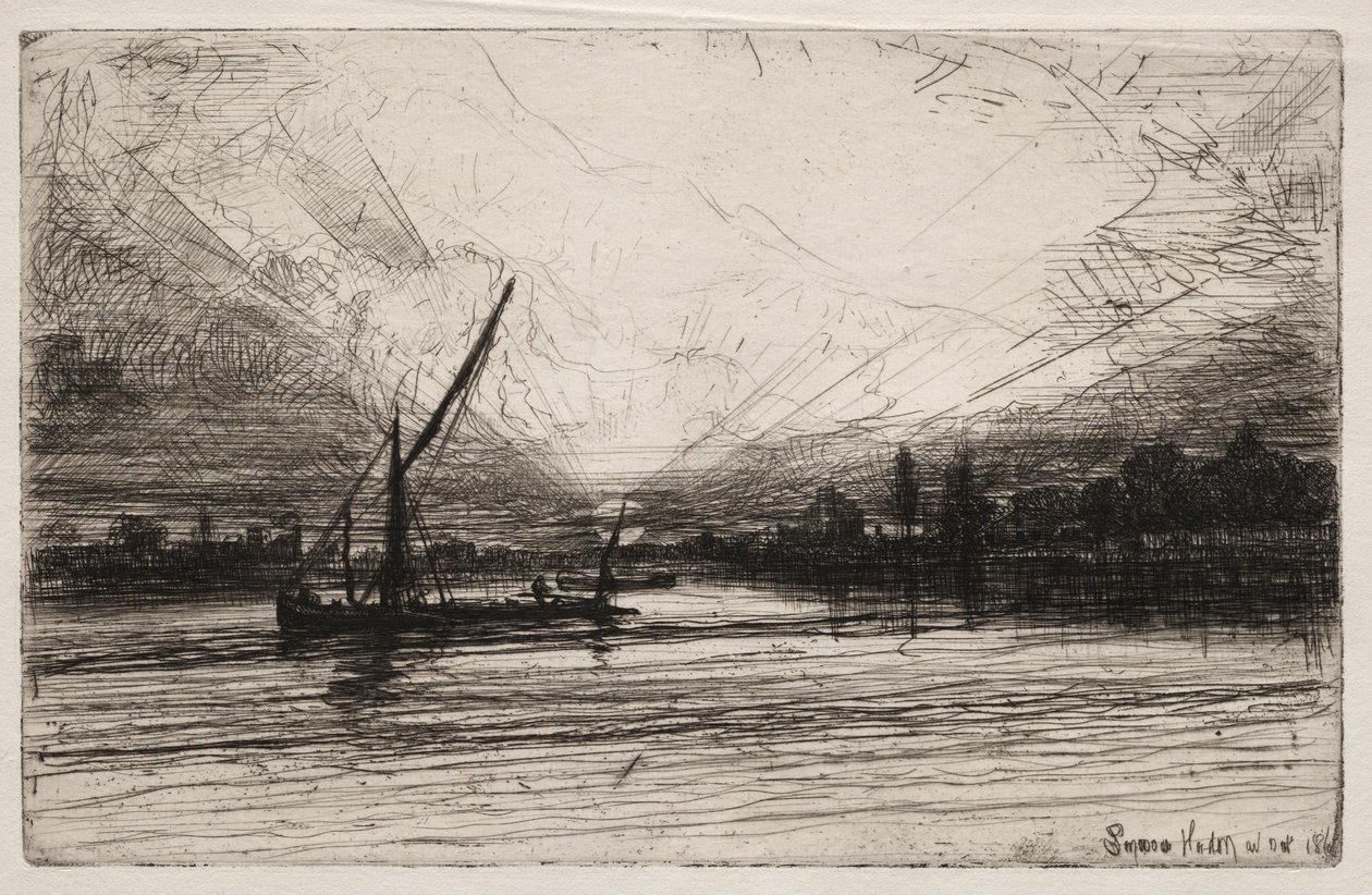 Západ slunce na Temži, 1862. od Francis Seymour Haden