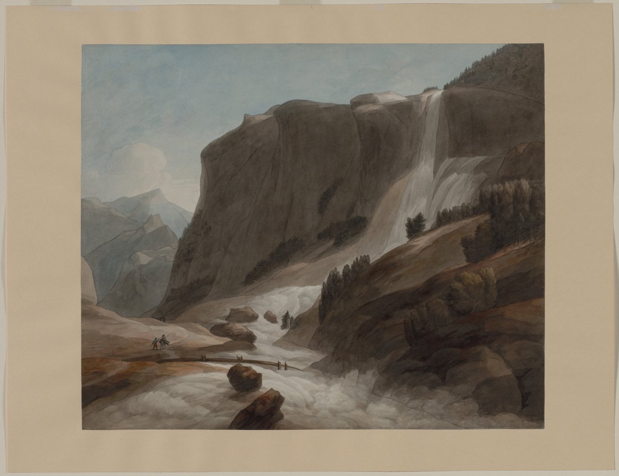 Vodopád mezi Chiavennou a horou Splügen, 1784. od Francis Towne