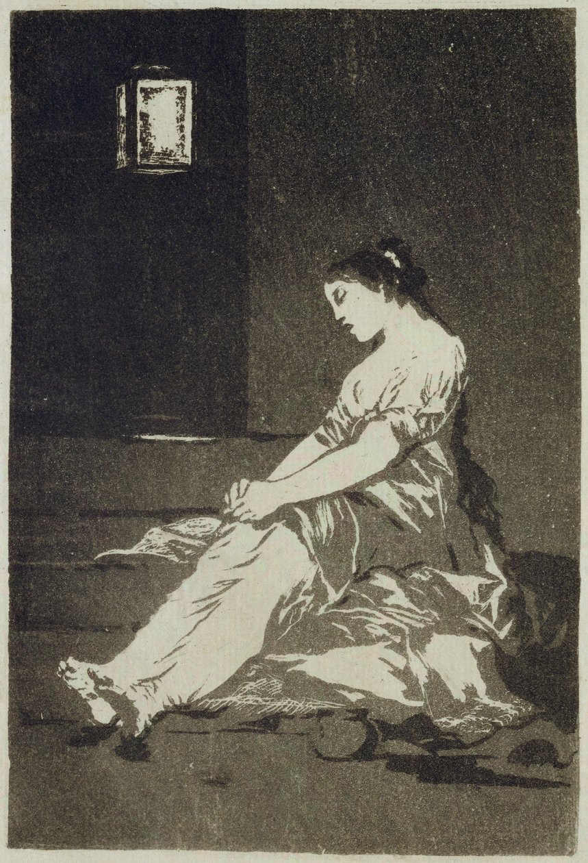 Protože byla citlivá, deska 32 „Los Caprichos“, 1799 (akvatinta) od Francisco de Goya