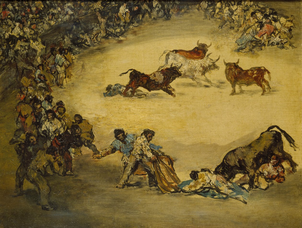 Scéna z býčího zápasu: Španělská zábava, 18. století od Francisco de Goya