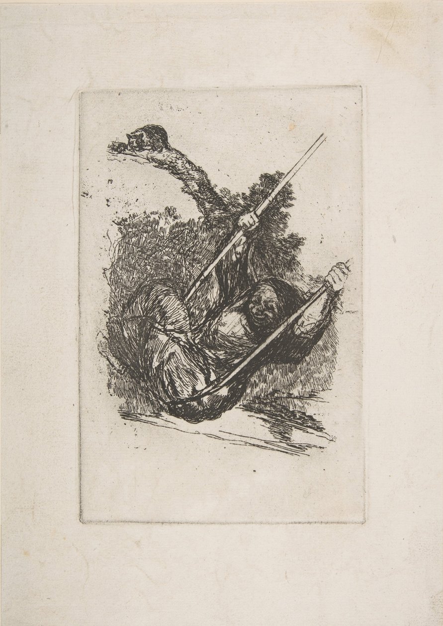 Stařenka na houpačce Vieja columpiandose.n.d. od Francisco de Goya