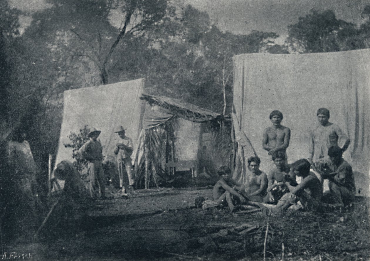 Guaranys na návštěvě tábora, 1895 od Francisco Henszler