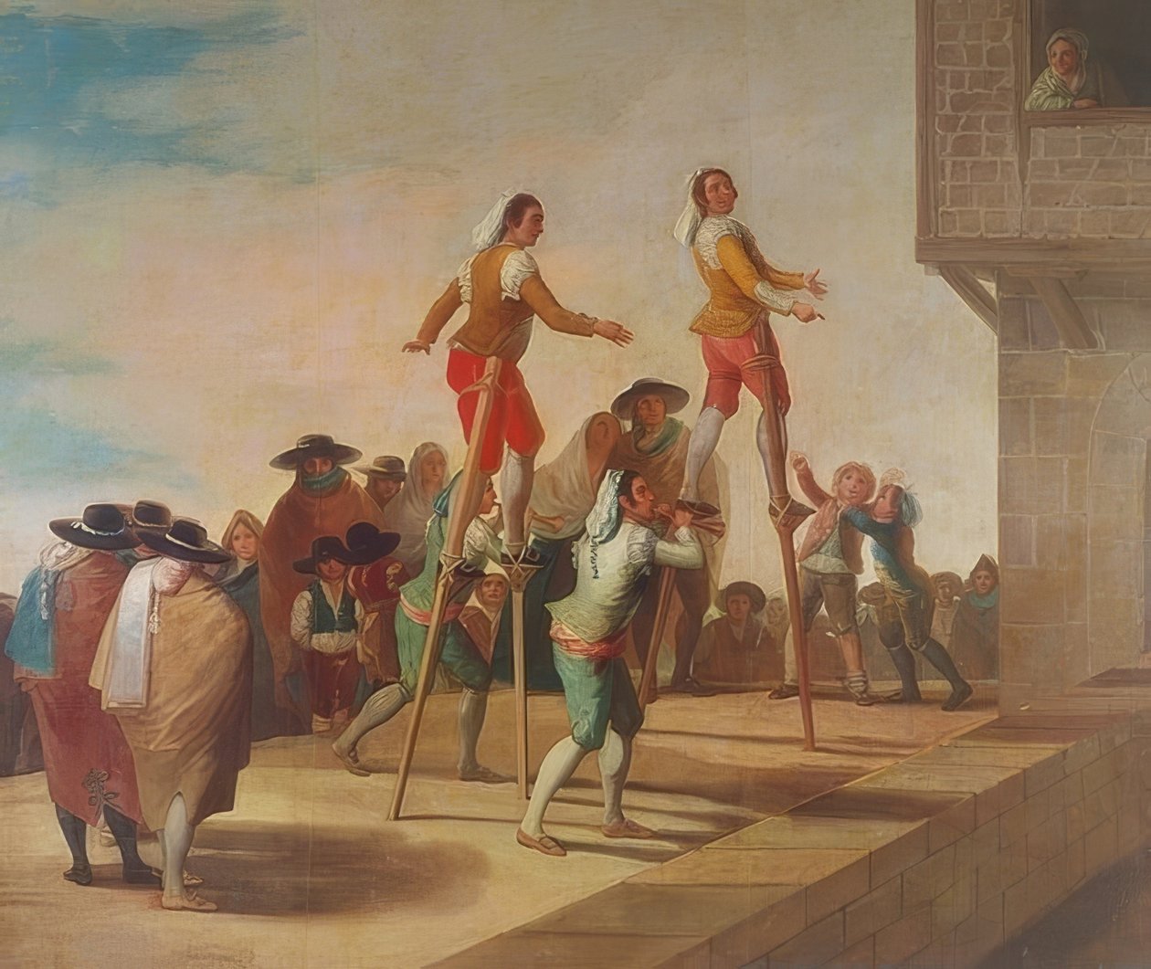 Na chůdách (Los Zancos). 1791-92 od Francisco de Goya