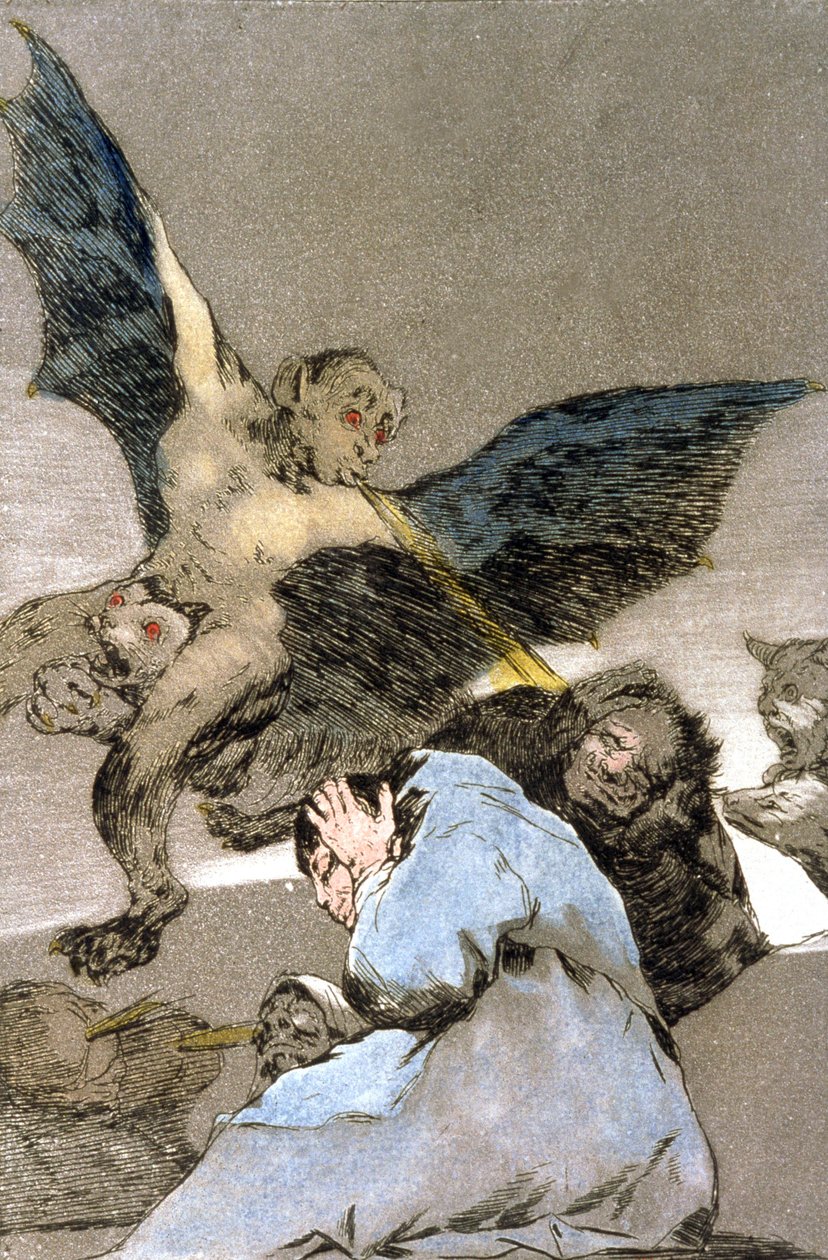 příšery, rytina 1797-1799 od Francisco Jose de Goya y Lucientes