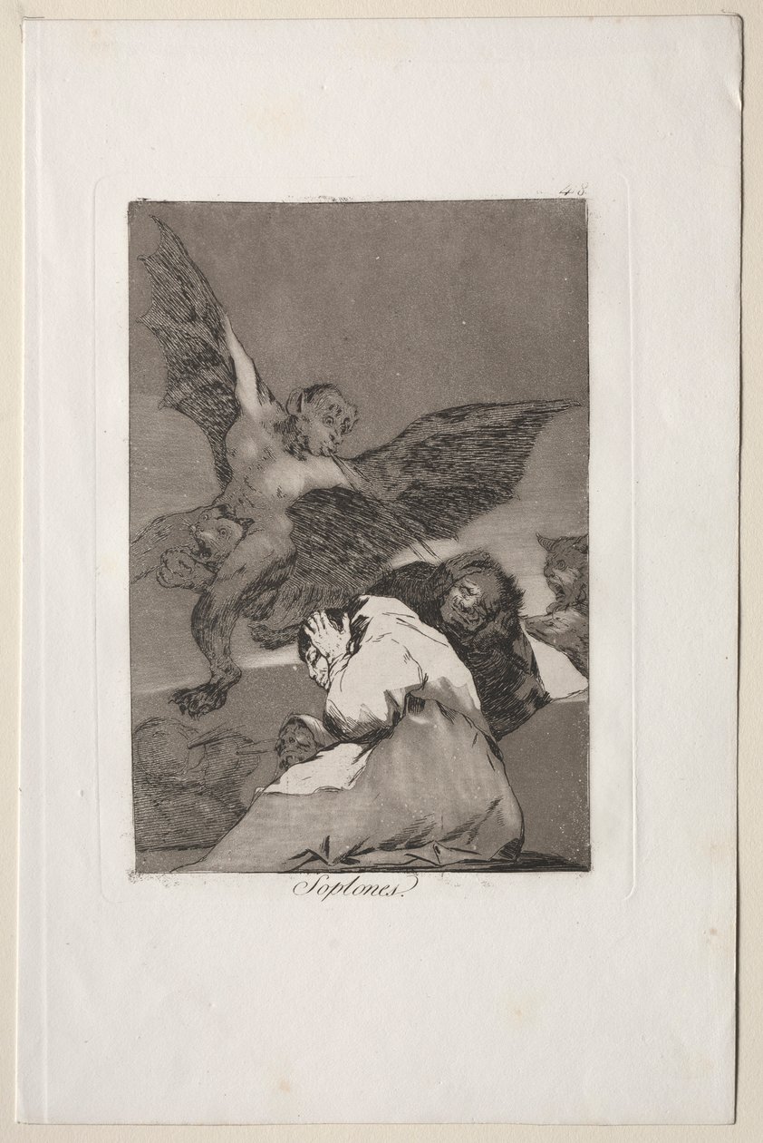 Caprichos: Nositelé příběhů-Výbuchy větru. od Francisco de Goya
