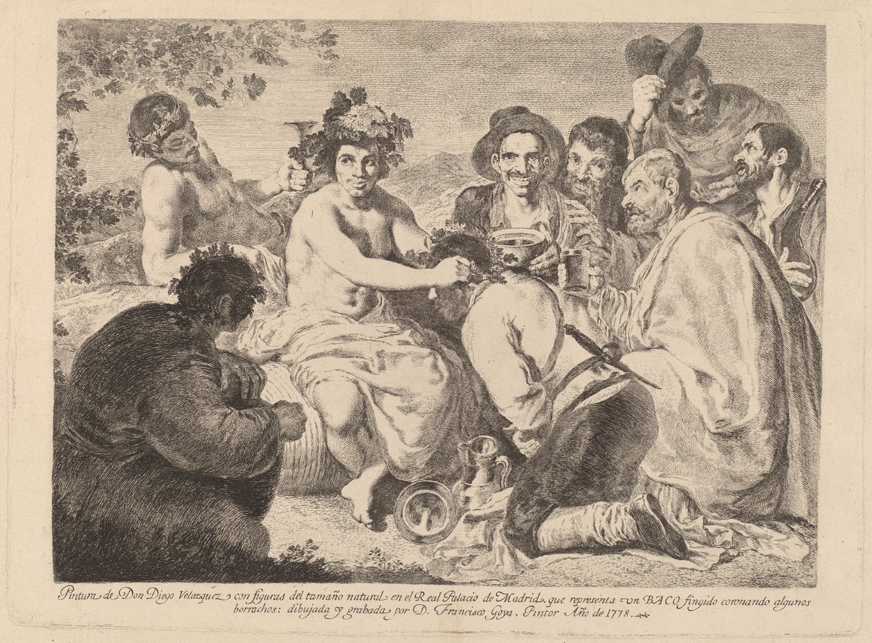 Autobusy (Bacchus) od Francisco de Goya after Diego Velázquez