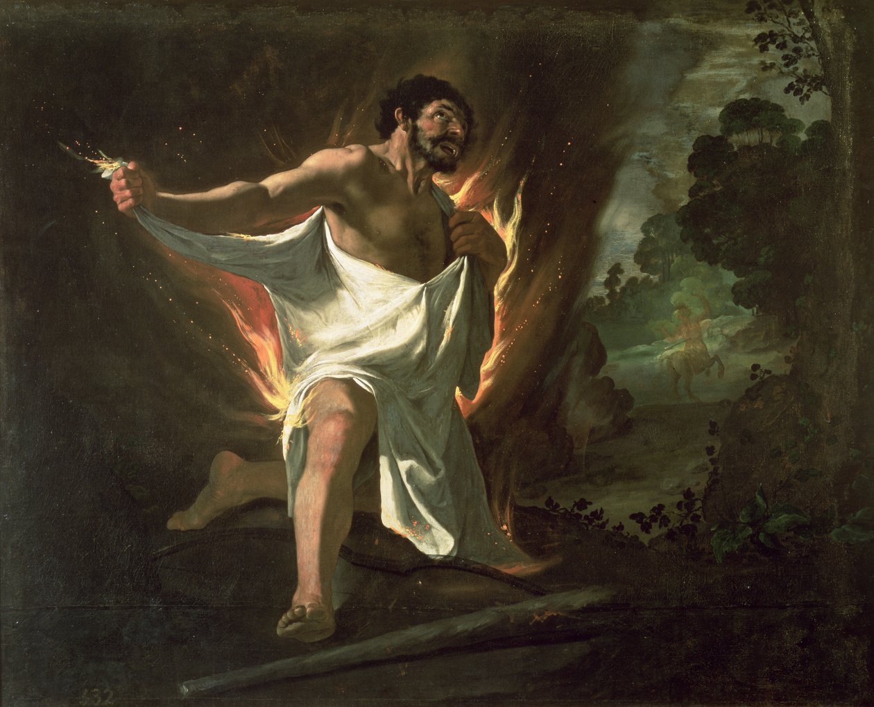 Herkules trhá hořící roucho, kolem roku 1634 od Francisco de Zurbaran
