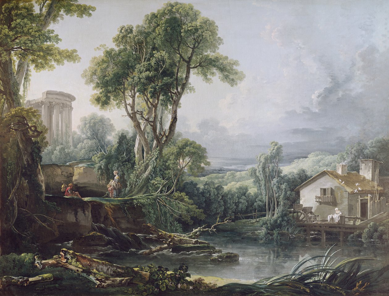 Krajina s vodním mlýnem od François Boucher