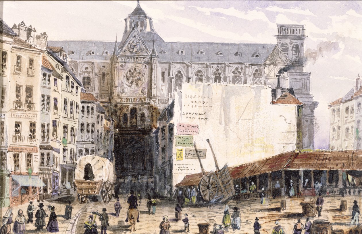 Pohled na St. Eustache z Rue Montmartre, 1830 od Francois Louis Thomas Francia